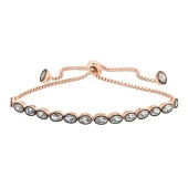 Gümüş Rose Oval Kesim Elmas Montür Asansör Bileklik thumbnail 5