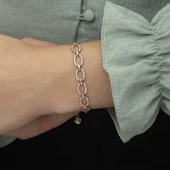 925 Ayar Gümüş Rose Oval Taşlı Bileklik thumbnail 2