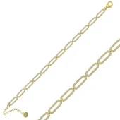 925 Ayar Gümüş Gold Oval Taşlı Bileklik thumbnail 1