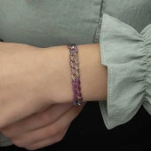 925 Ayar Gümüş Renkli Taşlı Gurmet Bileklik thumbnail 2