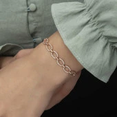 925 Ayar Gümüş Rose Oval Taşlı Bileklik thumbnail 5