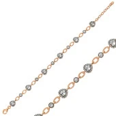 925 Ayar Gümüş Rose Kalpler Bileklik thumbnail 1