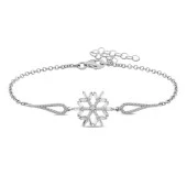 925 Ayar ​Gümüş Baget Taşlı Kar Tanesi Bileklik - 5