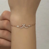 ​925 Ayar Gümüş Rose Kelebek Kadın Bileklik thumbnail 3