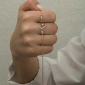 925 Ayar Gümüş Rose Kalpli Tektaş Kadın Bileklik thumbnail 4