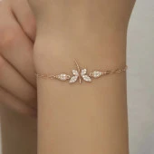 ​925 Ayar Gümüş Rose Yusufçuk Kadın Bileklik thumbnail 3