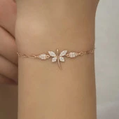 ​925 Ayar Gümüş Rose Yusufçuk Kadın Bileklik thumbnail 4