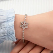 925 Ayar Gümüş Kar Tanesi Kadın Bileklik - 1