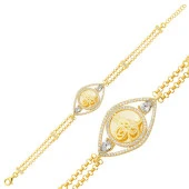 925 Ayar Gümüş Gold Kaplama Tuğralı Kadın Bileklik thumbnail 1