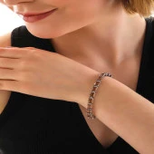 ​925 Ayar Gümüş Kare Zultanit Taşlı Kadın Bileklik thumbnail 2