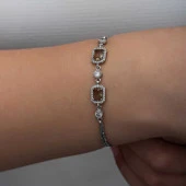 ​925 Ayar Gümüş Kare Zultanit Taşlı Kadın Bileklik thumbnail 3