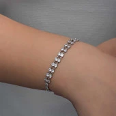 925 Ayar Gümüş Zirkon Taşlı Çift Sıra Kadın Bileklik thumbnail 5
