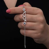 925 Ayar Gümüş Nazarlı Melek Kanadı Kadın Bileklik thumbnail 1