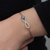925 Ayar Gümüş Nazarlı Sonsuzluk Kadın Bileklik - 2