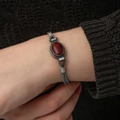 Gümüş Akik Taşlı Kazaziye Bileklik thumbnail 3