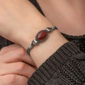 Gümüş Akik Taşlı Kazaziye Bileklik thumbnail 4