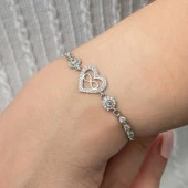 Gümüş Kalp Sonsuzluk Kadın Su Yolu Bileklik thumbnail 1