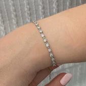 925 Ayar Gümüş Kare Beyaz Taşlı Su Yolu Kadın Bileklik thumbnail 3