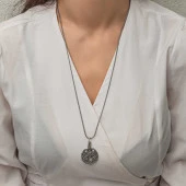 Gümüş Kazaziye Örgü Kadın Kolye thumbnail 5