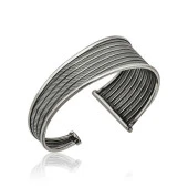 925 Ayar Gümüş Eskitme Desenli Bilezik - 1