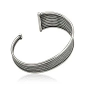 925 Ayar Gümüş Eskitme Desenli Bilezik - 2