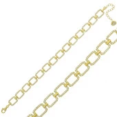 925 Ayar Gümüş Gold Kare Taşlı Bileklik - 2