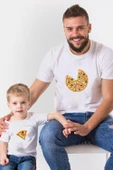 Pizza Ve Dilimi Baba Oğul Kız Tshirt(Tek Ürün Fiyatıdır Kombin Yapmak için 2 Adet Sepete Ekleyiniz) - 1
