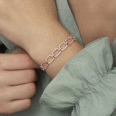 925 Ayar Gümüş Rose Kare Taşlı Bileklik - 3