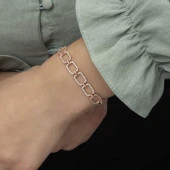 925 Ayar Gümüş Rose Kare Taşlı Bileklik - 5