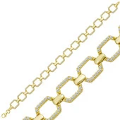 925 Ayar Gümüş Gold Kare Taşlı Kadın Bileklik thumbnail 1