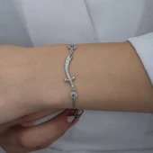 925 Ayar Gümüş Nazarlı Zülfikar Kılıcı Kadın Bileklik thumbnail 2