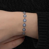 ​925 Ayar Gümüş Nazar Boncuklu Kadın Bileklik thumbnail 4