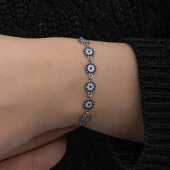 ​925 Ayar Gümüş Nazar Boncuklu Kadın Bileklik thumbnail 5