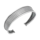 925 Ayar Gümüş Eskitme Desenli Kadın Bilezik - 1