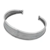 925 Ayar Gümüş Eskitme Desenli Kadın Bilezik - 2