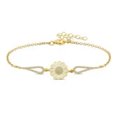 ​925 Ayar Gümüş Gold Papatya Bileklik thumbnail 1