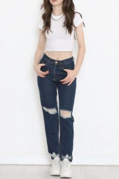 Lazer Kesim Boyfriend Kot Pantolon Koyumavi - 16667.925. - 2