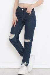 Lazer Kesim Boyfriend Kot Pantolon Koyumavi - 16667.925. - 3
