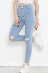 Biendes Lazer Kesim Dar Paça Kot Pantolon Buzmavi - 16665.925. - 2