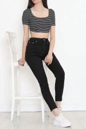 Dar Paça Likralı Kot Pantolon Siyah1 - 18221.1431. thumbnail 4