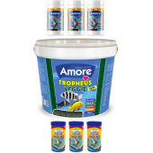 Amore Tropheus Veggie Chips Balık Yemi 3kg Kova, 3x125ml ve 3x100ml Kutu Japon Balığı Yemi - 1