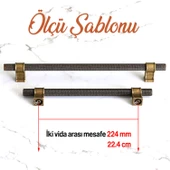 Hisar Eskitme Antik Sarı Metal 224 mm Tırtıklı Desen Mobilya Mutfak Dolap Kulpu Kulbu Kulpları - 2