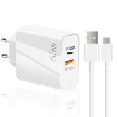 ScHitec 65W UsbA PD33W Quick Charger 3.0 UsbA to Micro 3m Kablolu Hızlı Şarj Aleti Set thumbnail 1