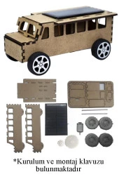 Boyanabilir Güneş Enerjili Otobüs Yapım Seti 1 Paket Güneş Paneli Motor Çark Dişli Şaft Deney Seti Solar Enerjili Otobüs - 2