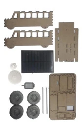 Boyanabilir Güneş Enerjili Otobüs Yapım Seti 1 Paket Güneş Paneli Motor Çark Dişli Şaft Deney Seti Solar Enerjili Otobüs - 3