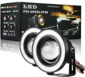 89 mm Beyaz Mercekli Angel LED Halkalı Sis Farı - 1