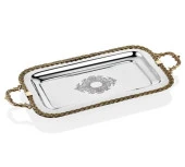 LAMEDORE BLACK PEARL HALATLI KULPLU DİKDÖRTGEN TEPSİ 46.5*21.5*5.5 CM - 1