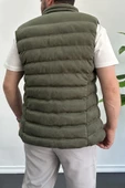 Erkek Slim Fit Fermuarlı Nubuk Yelek Haki Edw088 - 5