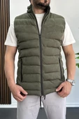 Erkek Slim Fit Fermuarlı Nubuk Yelek Haki Edw088 - 2
