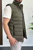Erkek Slim Fit Fermuarlı Nubuk Yelek Haki Edw088 - 4